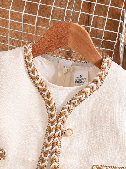 Girls' autumn fashion cute new dress, fluffy princess dress - white NovaCart