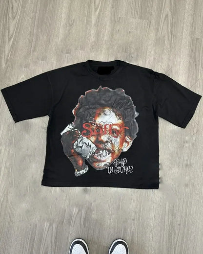 Chic American Anime Cartoon Street Hip-hop Cotton Men's Fashion Loose T-shirt Graphic T Shirts Streetwear Harajuku Unisex NovaCart
