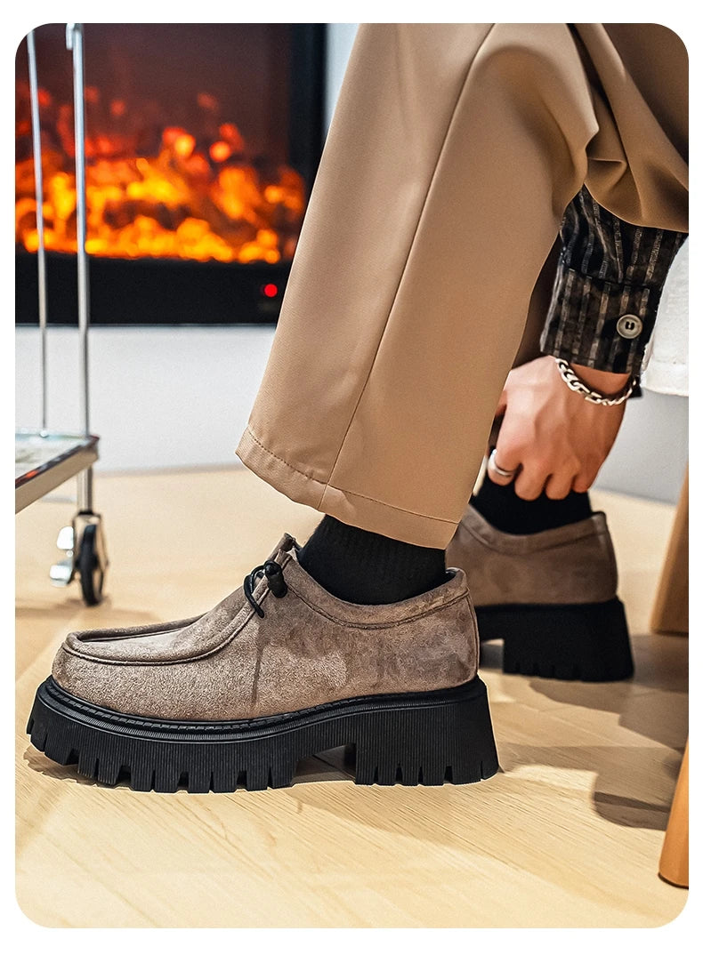 Men's Shoes 2025 Autumn New Style High-heel Thick-soled Loafers, Durable and Retro Casual Shoes, Everyday Street Trend Sneakers NovaCart