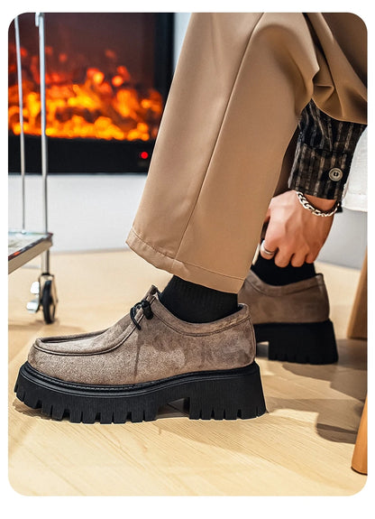 Men's Shoes 2025 Autumn New Style High-heel Thick-soled Loafers, Durable and Retro Casual Shoes, Everyday Street Trend Sneakers NovaCart