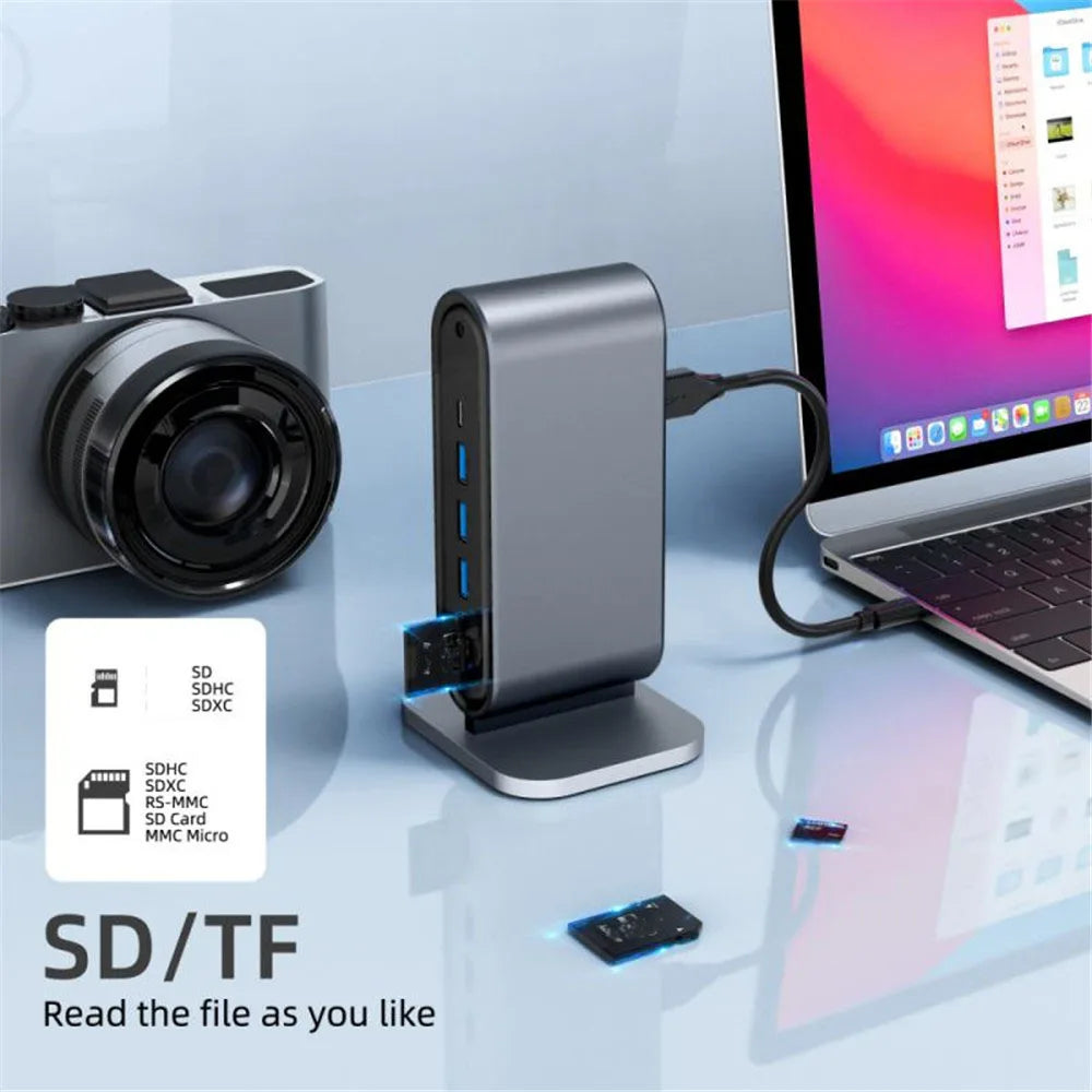 USB C Docking Station PD 100W USB C HUB Type C to HDMI-Compatible Adapter 4K 30Hz VGA RJ45 USB 3.0 HUB USB Splitter for MacBook Pi-Mart