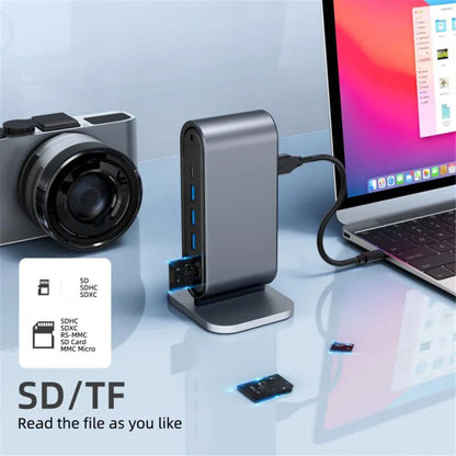 USB C Docking Station PD 100W USB C HUB Type C to HDMI-Compatible Adapter 4K 30Hz VGA RJ45 USB 3.0 HUB USB Splitter for MacBook Pi-Mart