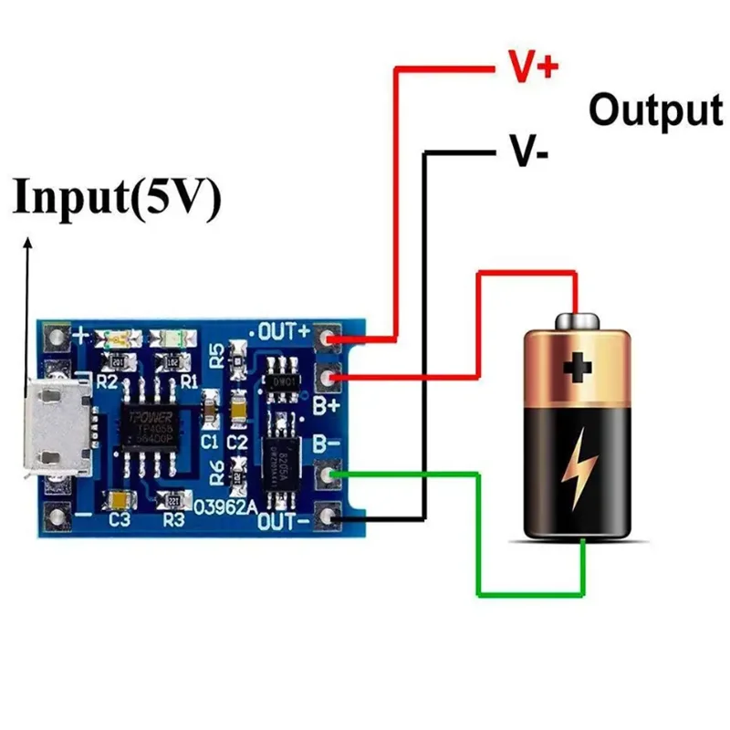 2/5PCS 5V 1A Micro/Type-c/Mini 18650 TP4056 Lithium Battery Charger Module Charging Board With Protection Dual Functions Li-ion Pi-Mart