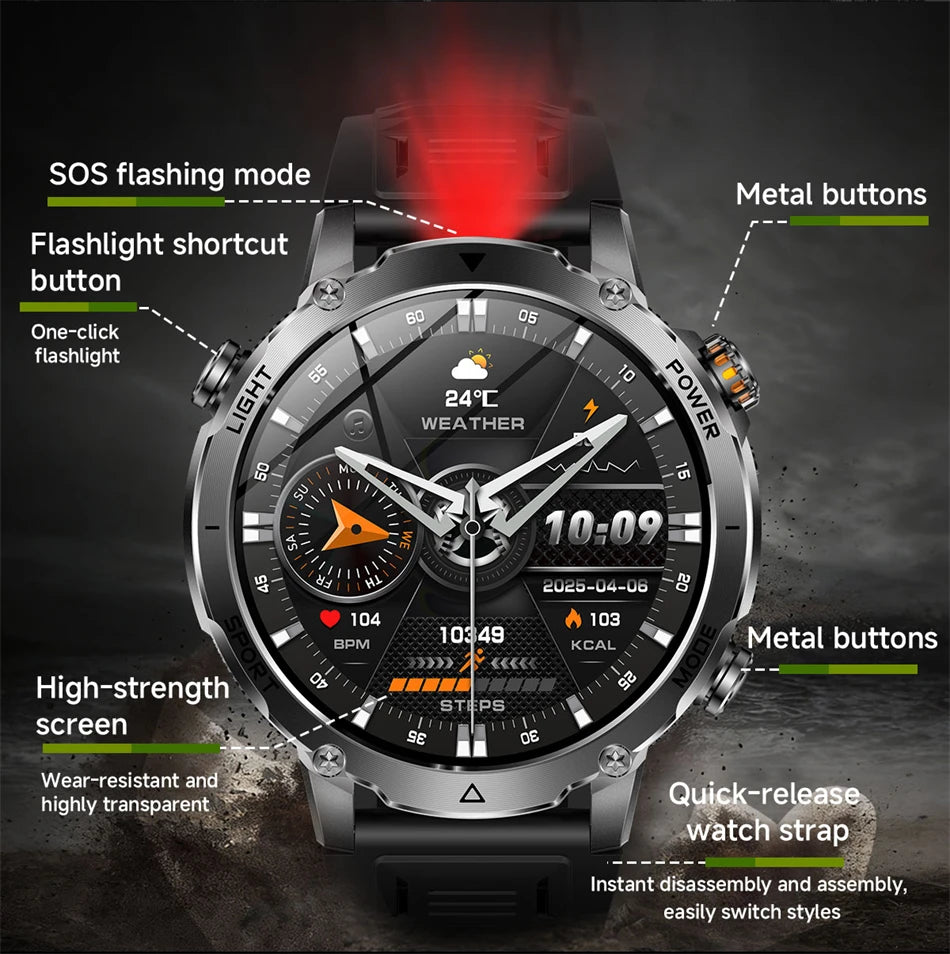 2026 New GPS Smart Watch For Men 1400mAh Battery Outdoor Sports Compass Watches Bluetooth Call IP68 Waterproof Smartwatch gift NovaCart