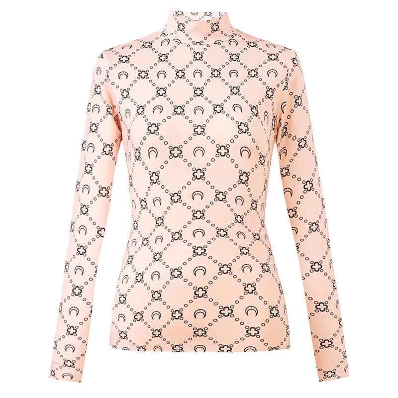 Woman Clothes Korean Moon Print Long Sleeve T-Shirt Fashion Casual Layered Sun Protection Top Ice Silk Basic Tee Spring Autumn NovaCart
