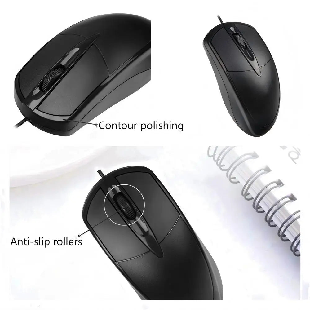 Optical USB Wired Computer Mouse for Gamers PC Laptop Office Home Versatile Use Mice with Ergonomic Design for Comfort Pi-Mart