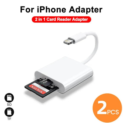 2-in-1 Lightning Flash Card Reader TF Reader 2-in1 Slot for iPhone/iPad, Suitable for Memory Card/Mini SD Card Adapter Pi-Mart
