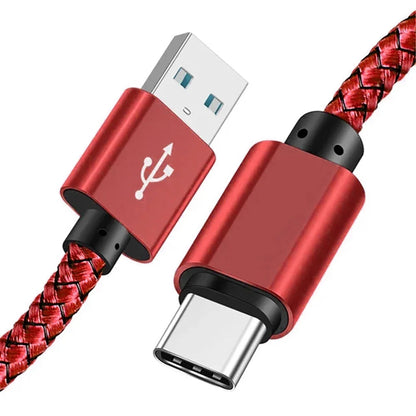 Nylon Data Cable Fast Charger USB A to Type C Charging Cable For Huawei Samsung   Android phone TypeC Charging Device 1M 2M 3M Pi-Mart