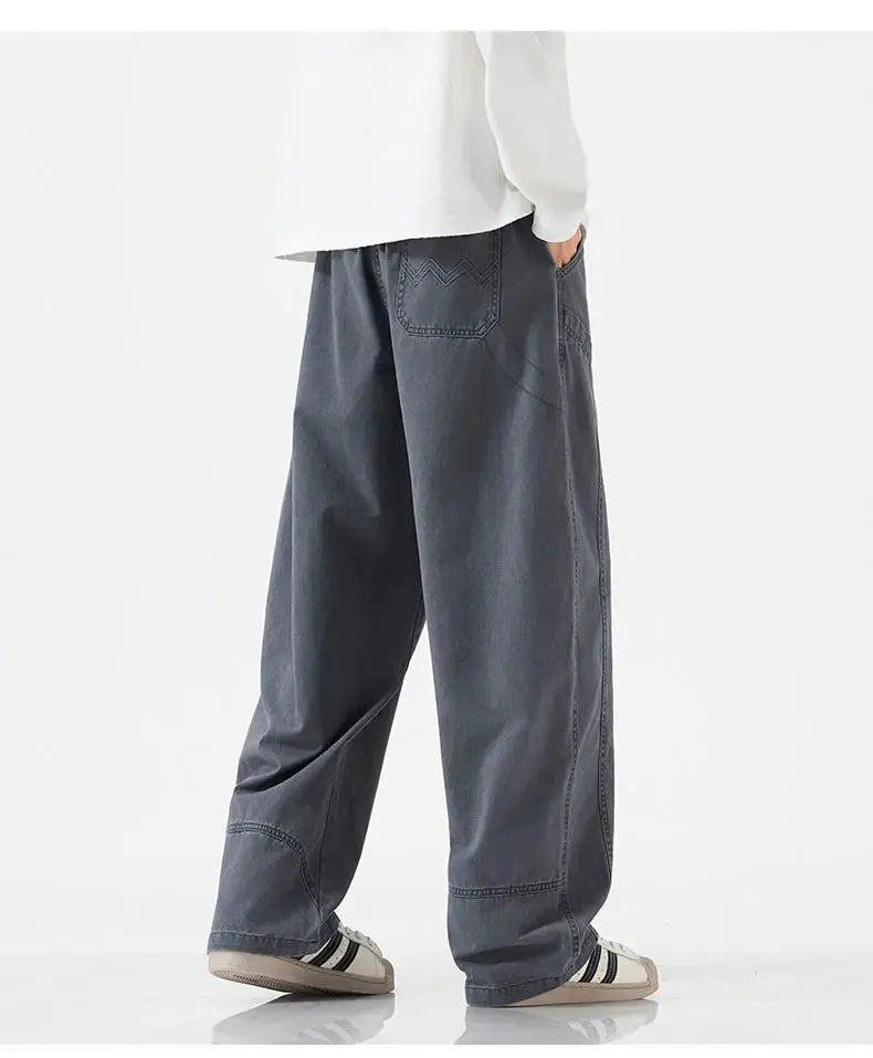 HIQOR High Quality 100% Cotton Work Pants Men Casual Straight Trousers Y2K Man Plus Size Cargo Pants Fashion Solid Workout Pants NovaCart