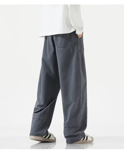 HIQOR High Quality 100% Cotton Work Pants Men Casual Straight Trousers Y2K Man Plus Size Cargo Pants Fashion Solid Workout Pants NovaCart