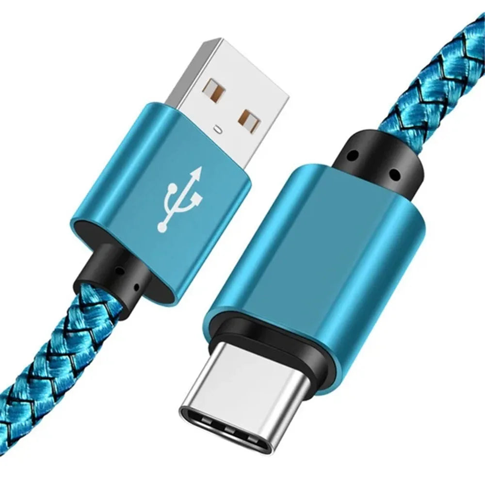 Nylon Data Cable Fast Charger USB A to Type C Charging Cable For Huawei Samsung   Android phone TypeC Charging Device 1M 2M 3M Pi-Mart