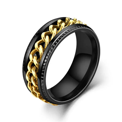 Spinning Anxiety Rings Free Shipping Items For Men Titanium Steel Rotatable Chain Fidget Joint Ring Jewelry Anillos De Hombres NovaCart