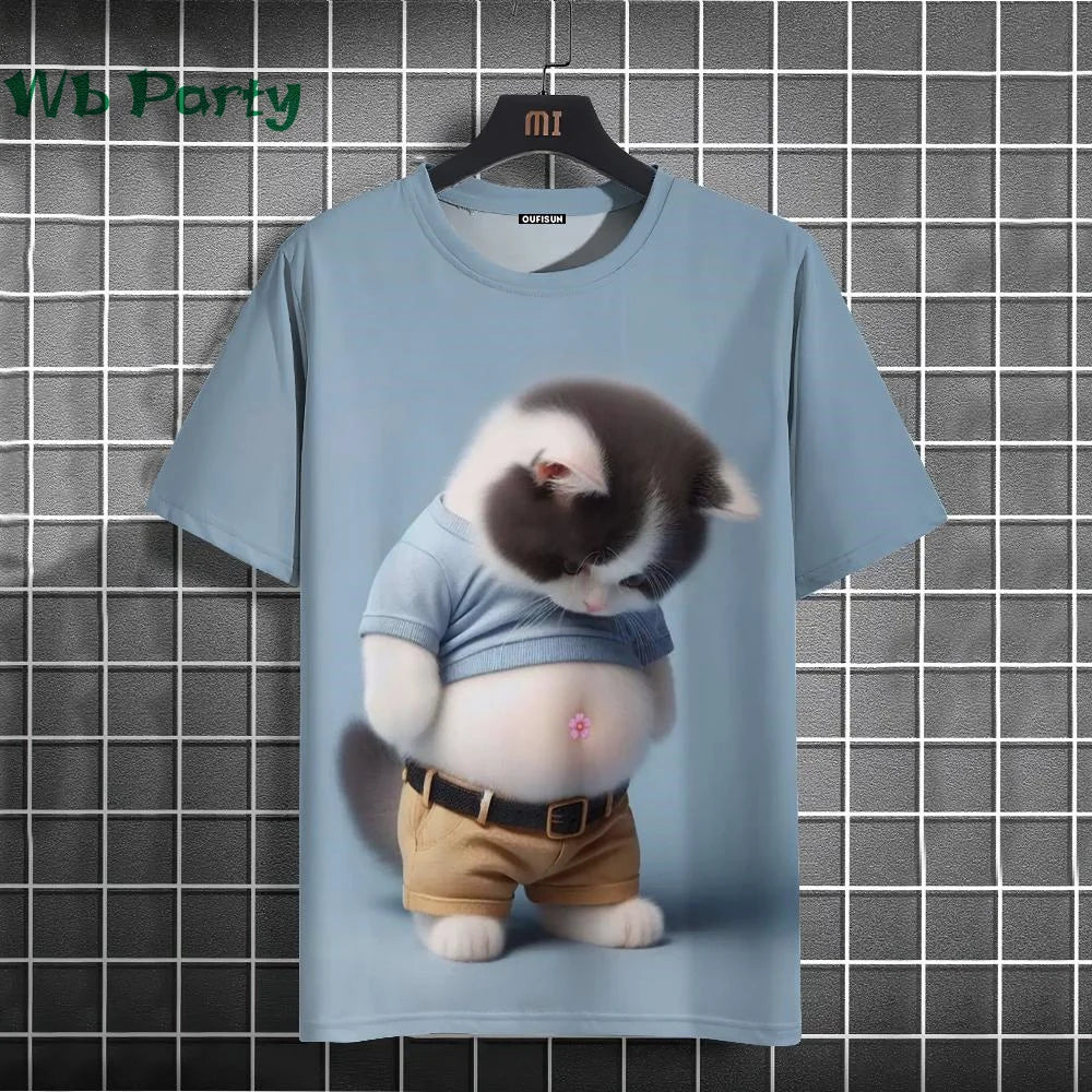 Cat Print shirts - Y2K Graphic T-Shirt FitiqueFit