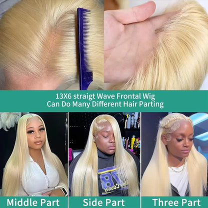 13x4 13x6 HD Transparent Full Frontal Lace 613 Blonde Colored Straight Human Hair Wigs Lace Front Wigs For Women 34 Inches NovaCart