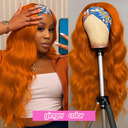 #99J Burgundy Body Wave Headband Glueless Wigs Machine Made Remy Human Hair Wig Brazilian 30 Inch 350 Ginger Human Hair Wigs