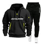 Two sets of men's sportswear for autumn/Winter 2025, including a sweatshirt and two sets of fitness jogging pants with wool caps NovaCart