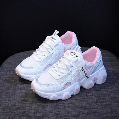 CINESSD 2023 Trendy Mesh Platform Sneakers Leather Shoes Breathable Casual Sports Shoes Women Flats NovaCart