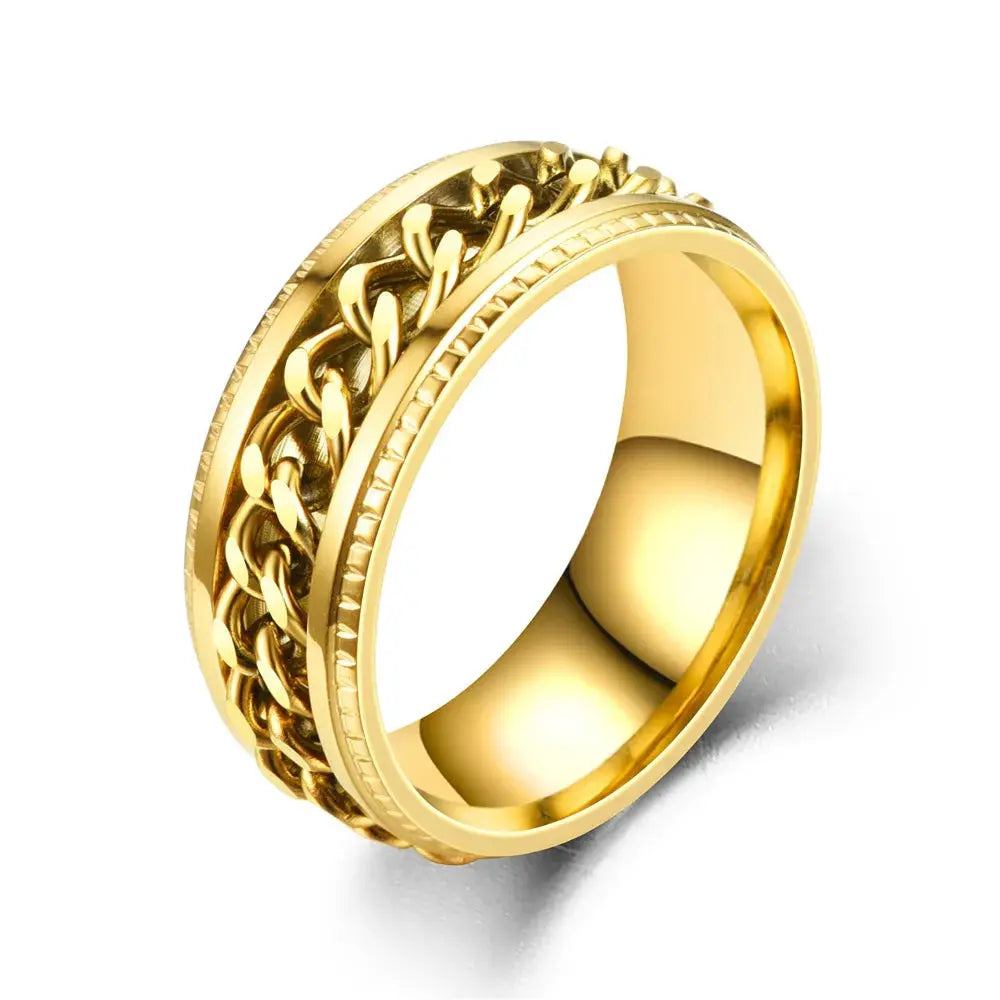 Spinning Anxiety Rings Free Shipping Items For Men Titanium Steel Rotatable Chain Fidget Joint Ring Jewelry Anillos De Hombres NovaCart
