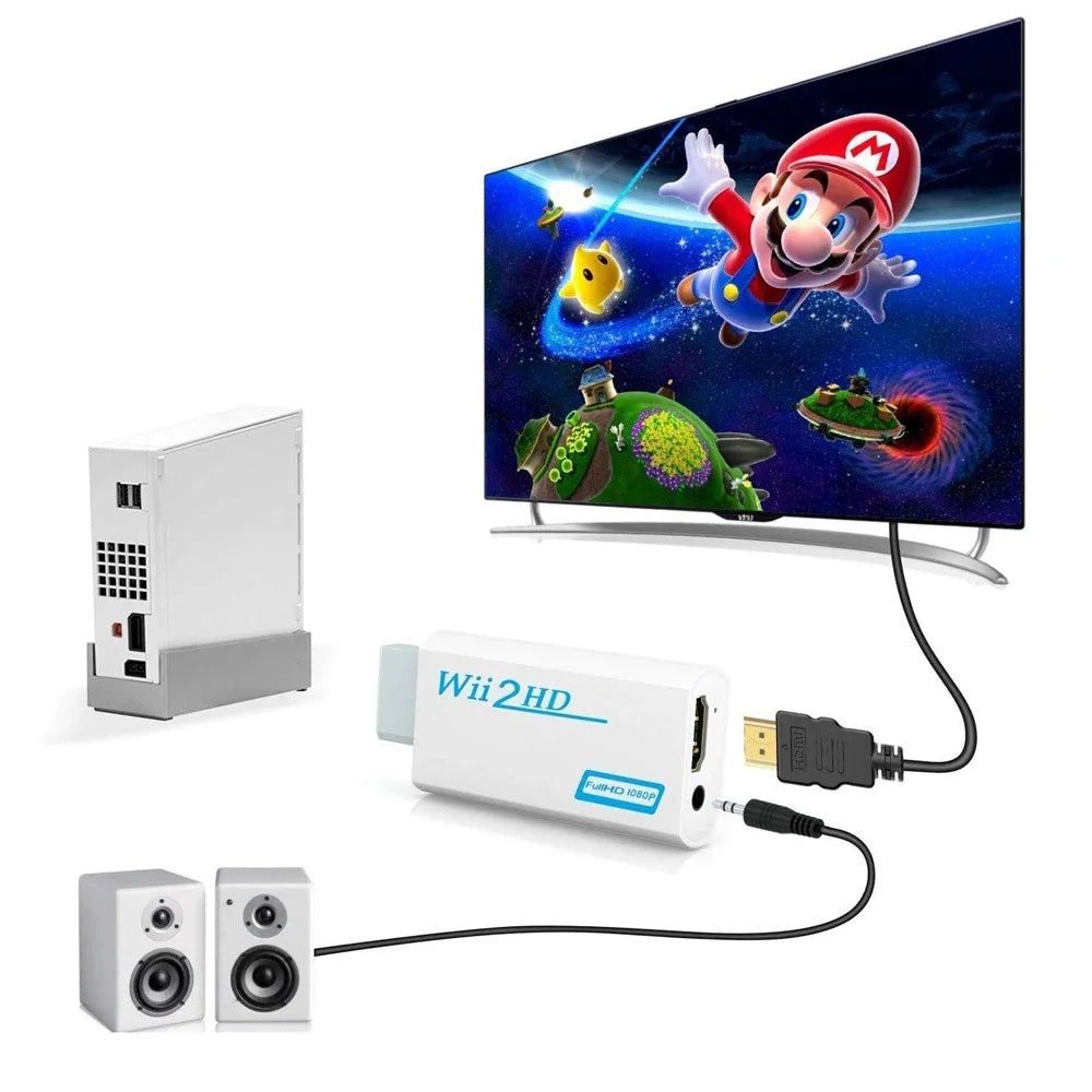 Wii To HDMI-Compatible Converter 1080P Full HD Adapter Connector 3.5mm Video Audio for PC HDTV Monitor Wii2HDMI-Compatible Pi-Mart