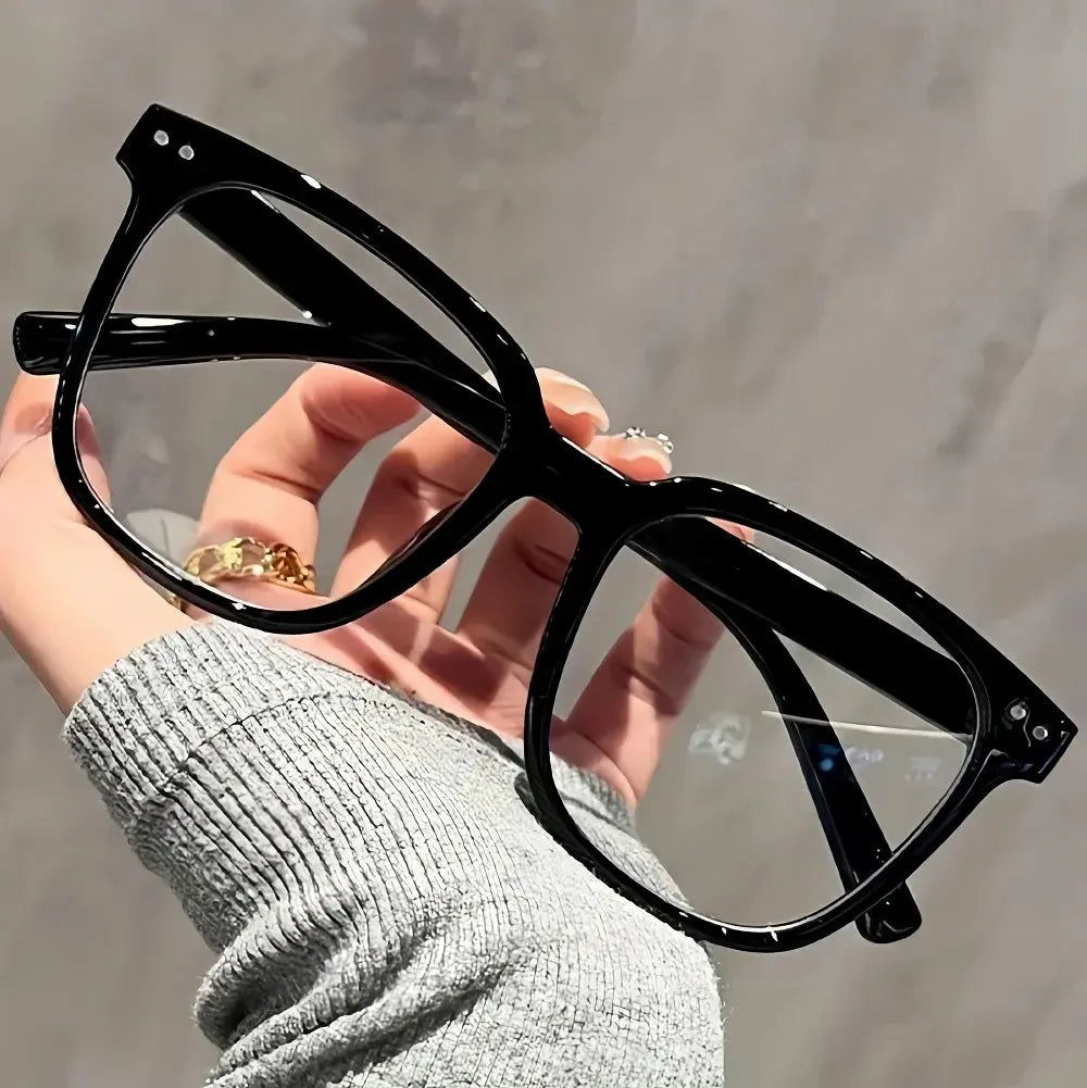 3 pairs of universal fashion glasses, square-framed glasses, fashionable campus style, clear black frame, back to school NovaCart