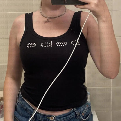 Vintage Sleeveless Tank Top Letters Summer Print Personality Crop top Sleeveless Slim Streetwear Punk Y2K Baby Tee Short Sleeve NovaCart