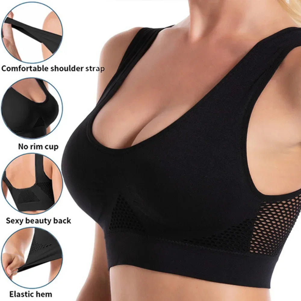 Sport Bra Top Breathable Brassieres Removable pad Sports bras Woman Running Gym Clothing Wireless Underwear For Women Yoga Bra Pi-Mart