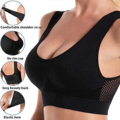 Sport Bra Top Breathable Brassieres Removable pad Sports bras Woman Running Gym Clothing Wireless Underwear For Women Yoga Bra Pi-Mart