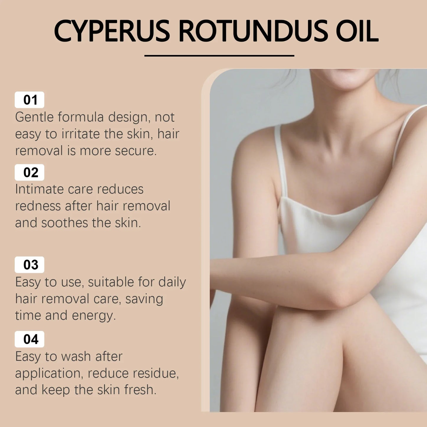 Hair Removal Care Essential Oil Moisturizes and Soothes Skin After Hair Removal, Silky Touch, Plant-Nourishing Care Oil