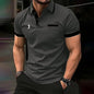Spring Summer Men Clothes Short Sleeve Turn-down Collar Polo Shirt Fake Pocket Print Business Casual Polo Shirt Resilient Tops NovaCart