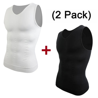 Men's Body Shaper Slimming Shirt V Neck Tummy Vest Compression Base Layer Slim Muscle Tank Top Shapewear NovaCart