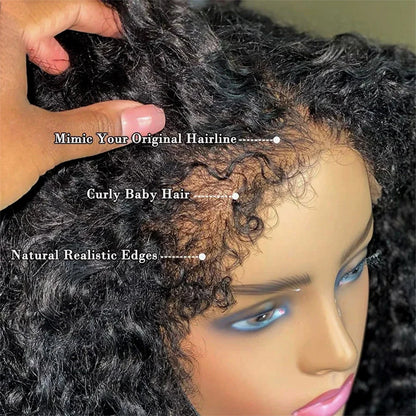 4C Kinky Edges HD Lace Wigs Deep Water Wave 13x6 HD Lace Frontal Wig Human Hair Glueless 30 34 Inch Lace Front Wigs for Women HOL stores