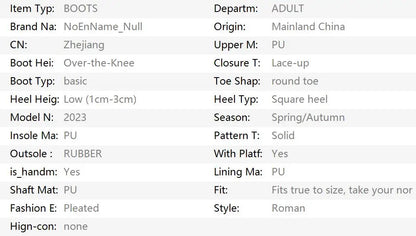 2024Shoes For Women  Knee High Boots Red Black White Tall Boots Woman Pleated Low Heel Casual Leather Female Long Shoes NovaCart