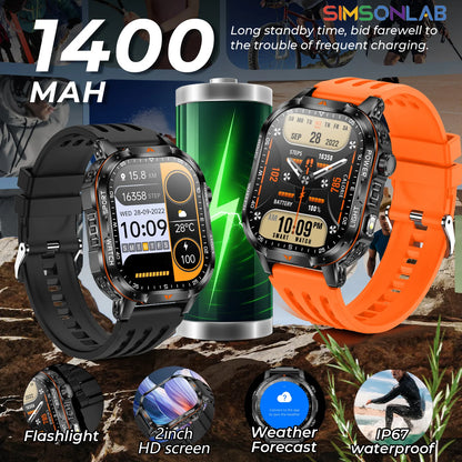 2026 New Men Sport Smart Watch 2.01" HD Screen Bluetooth Call 1400mAh Fitness Tracker Heart Rate/Sleep Monitor for Android IOS NovaCart