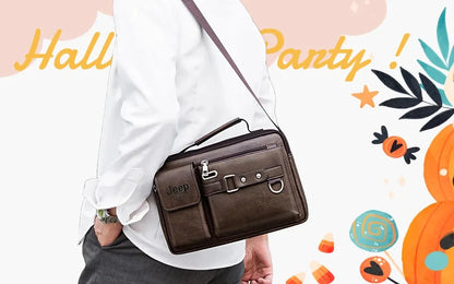 JEEP BULUO Multi-function Business Handbags Men New Man's Shoulder Bag Large Capacity Leather Messenger Bag Crossbody Big Brand NovaCart