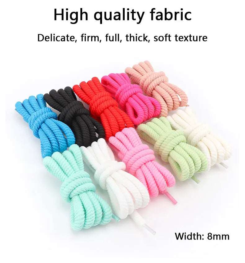 Round Shoelaces Quality 8mm Thicker Shoelace Running Sneakers Laces 1Pair 100/120/140/160CM Boots Shoe Laces Shoes Accessories NovaCart