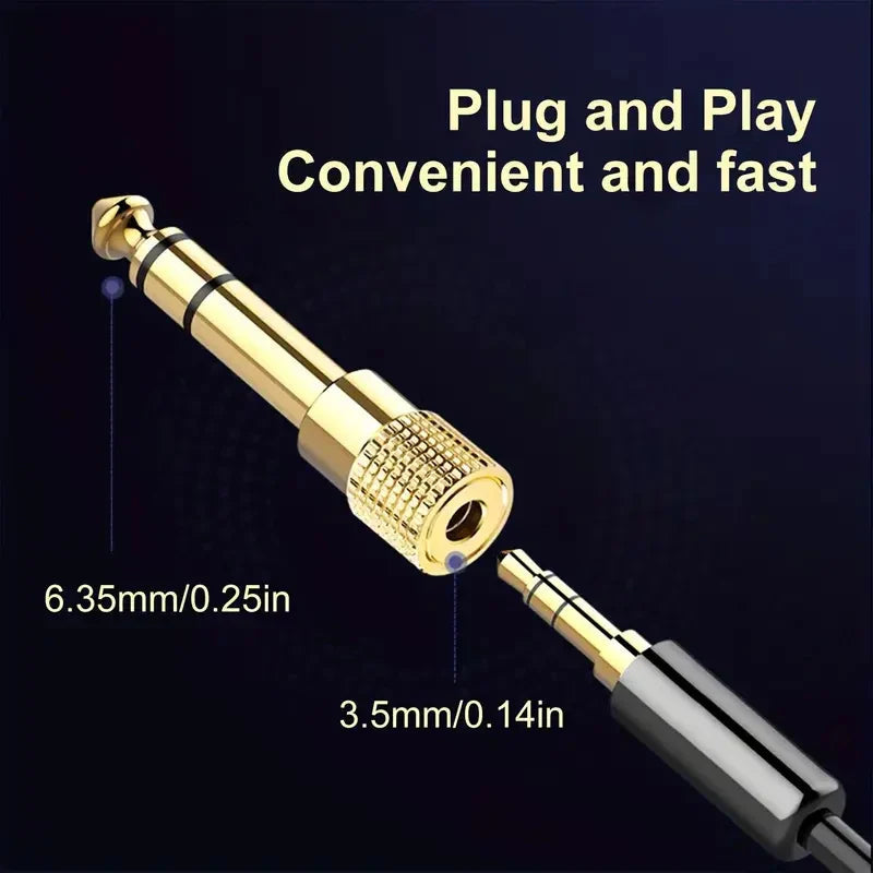 Jack 6.5 6.35mm Male Plug to 3.5mm Female Connector Gold Plating Headphone Microphone AUX Audio Plug Pi-Mart