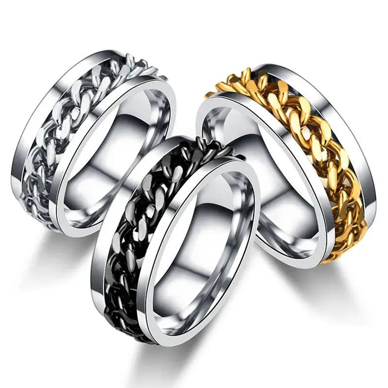 Spinning Anxiety Rings Free Shipping Items For Men Titanium Steel Rotatable Chain Fidget Joint Ring Jewelry Anillos De Hombres NovaCart