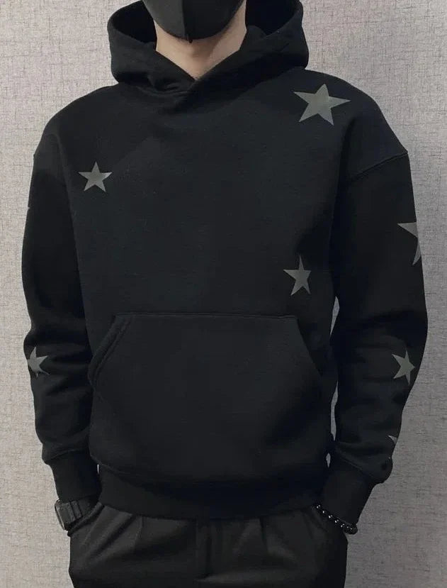 Hoodies Graphic Sweatshirt for Men Black Hip Hop Male Clothes Loose Luxury Aesthetic Emo 90s Vintage Simple Winter S Warm Hooded NovaCart