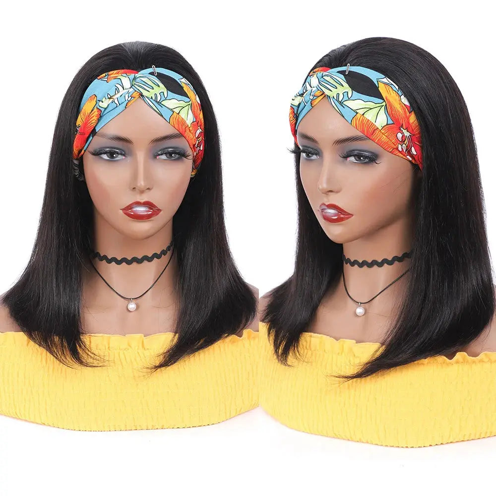 Headband Wig Human Hair Bone Straight Human Hair Wigs Full Machine Made Peruvian Human Hair Wigs For Black Women Easy to Go 180% NovaCart