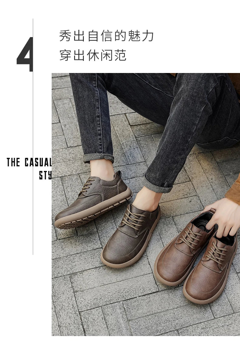 Shoes for Men Male Sneakers Leather Shoes Round Toe Apring and Autumn Wear-resistant Return To The Ancients Loafers All-match NovaCart