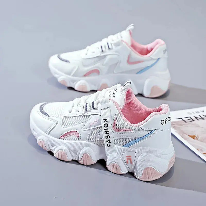 CINESSD 2023 Trendy Mesh Platform Sneakers Leather Shoes Breathable Casual Sports Shoes Women Flats NovaCart