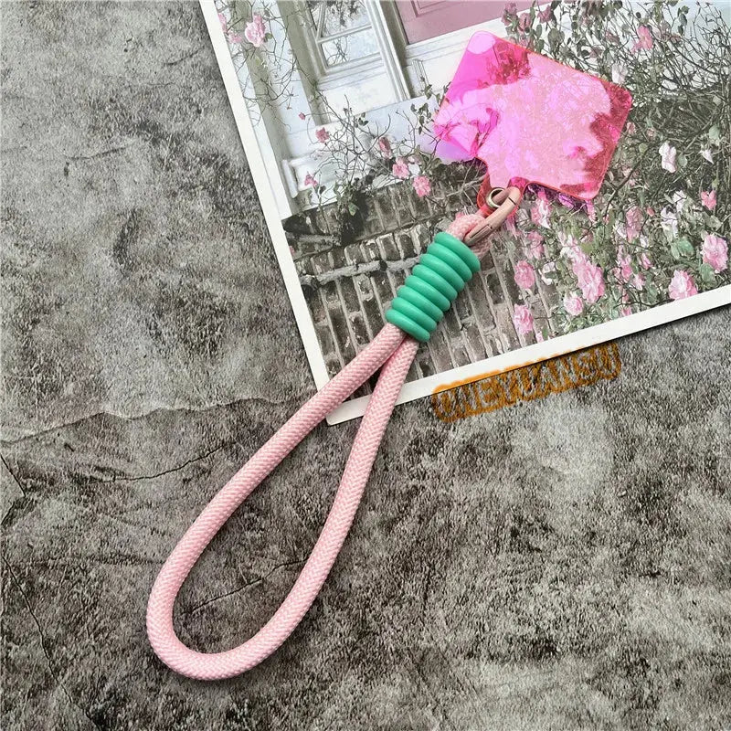 Wrist Strap for Phone Contrasting Colors Lanyard Keys Metal Keyring Accessories With Patch Cellphone Charm Luxury Hand Strap NovaCart
