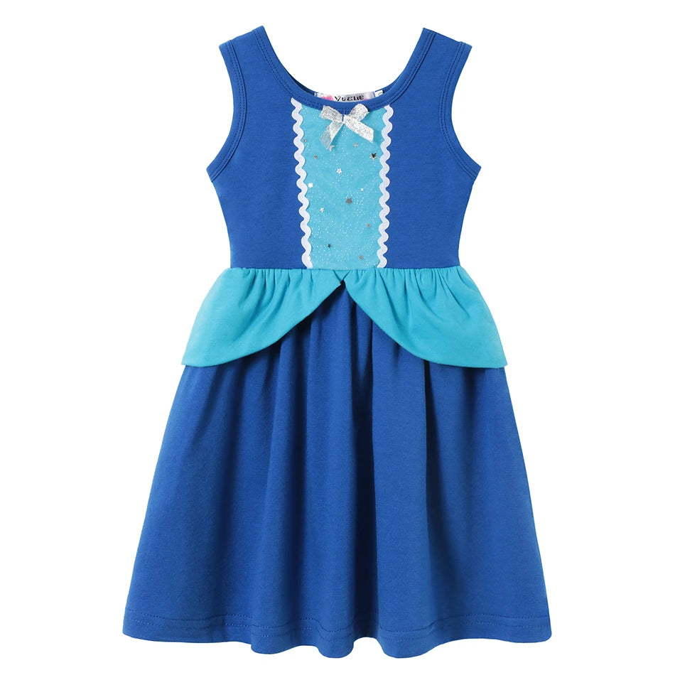 Children's Casual Dress for Girls Mermaid Rapunzel Dress One-Shoulder Sling Short Sleeve Princess Costume Summer Casual Vest NovaCart