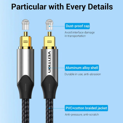 Vention Digital Optical Audio Cable Toslink SPDIF Coaxial Cable 1m 2m for Amplifiers Blu-ray Xbox 360 PS4 Soundbar Fiber Cable Pi-Mart