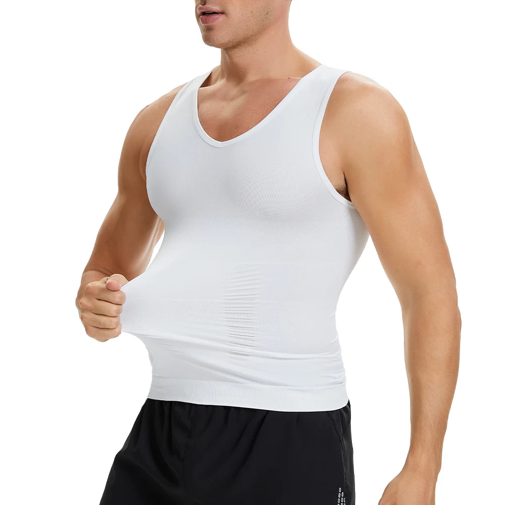 Men's Body Shaper Slimming Shirt V Neck Tummy Vest Compression Base Layer Slim Muscle Tank Top Shapewear NovaCart