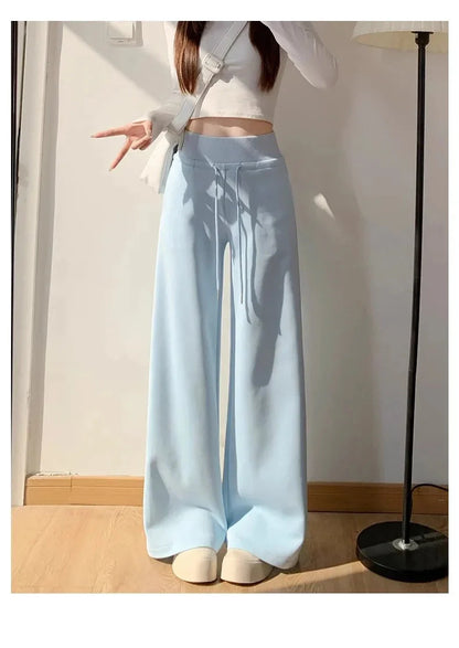 Gray High-Waist Loose Wide-Leg Straight Pants Women FitiqueFit
