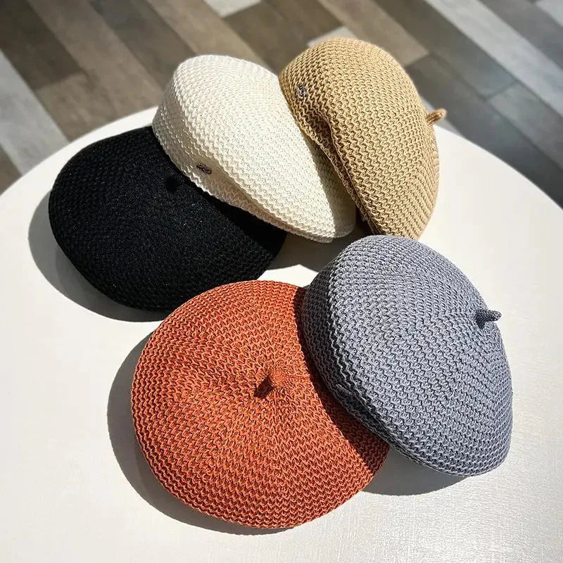 Women’s Pleated Paper Straw Beret FitiqueFit