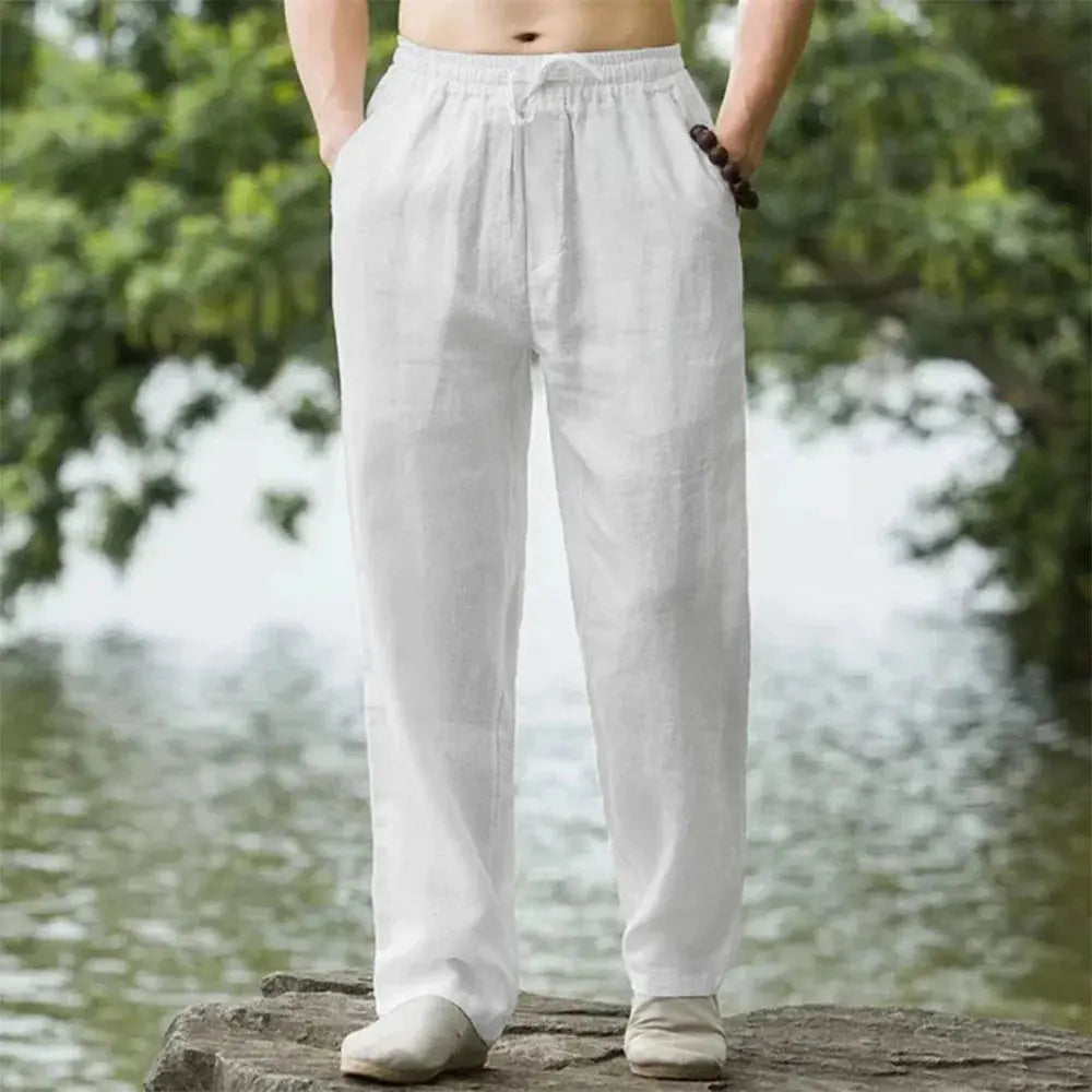 Men's Beach Pants Joggers  Streetwear Cotton Linen Sweatpants Casual Pants Hawaiian Vacation Loose Summer Long NovaCart