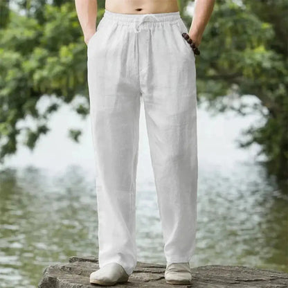 Men's Beach Pants Joggers  Streetwear Cotton Linen Sweatpants Casual Pants Hawaiian Vacation Loose Summer Long NovaCart