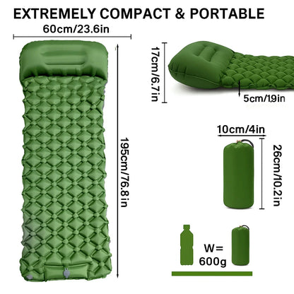 Inflatable Mattress Sleeping Pad Ultralight Camping Mat  Air Mattress Camp mat for Hiking Tent Travel Backpacker Pi-Mart